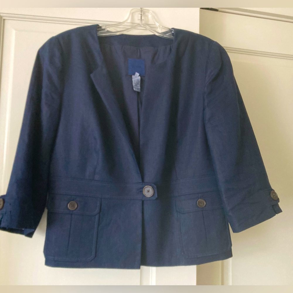 Jcrew notched neckline linen blazer